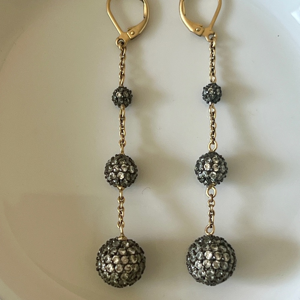 BaubleBar Gold Pavé Crystal Graduated Ball Drop Earrings - Lever Back
